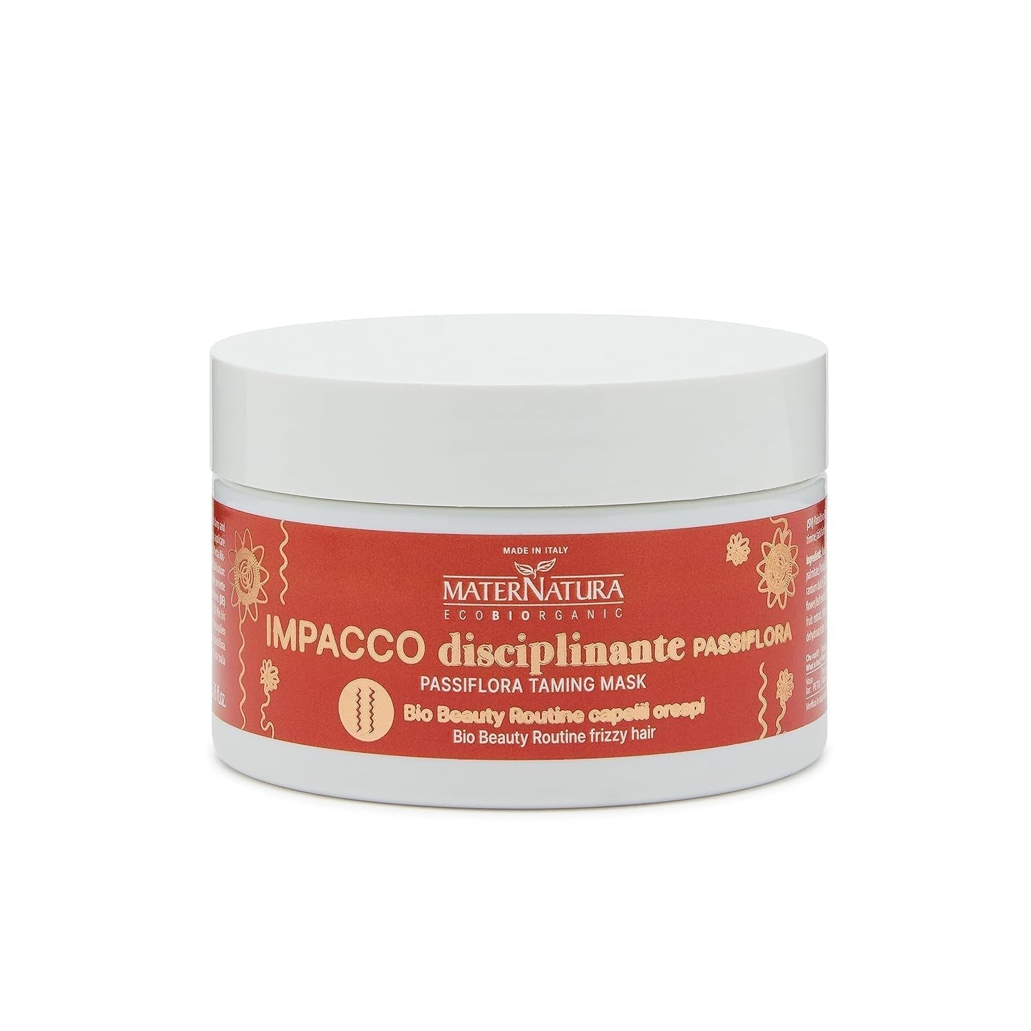 Maternatura maska na kudrnaté vlasy s mučenkou, oprava, síla a lesk pro dokonalé kudrlinky, organická kosmetická rutina pro kudrnaté vlasy, vyrobeno v Itálii - 100 ml Naty Shop Hair Mask Výchozí název