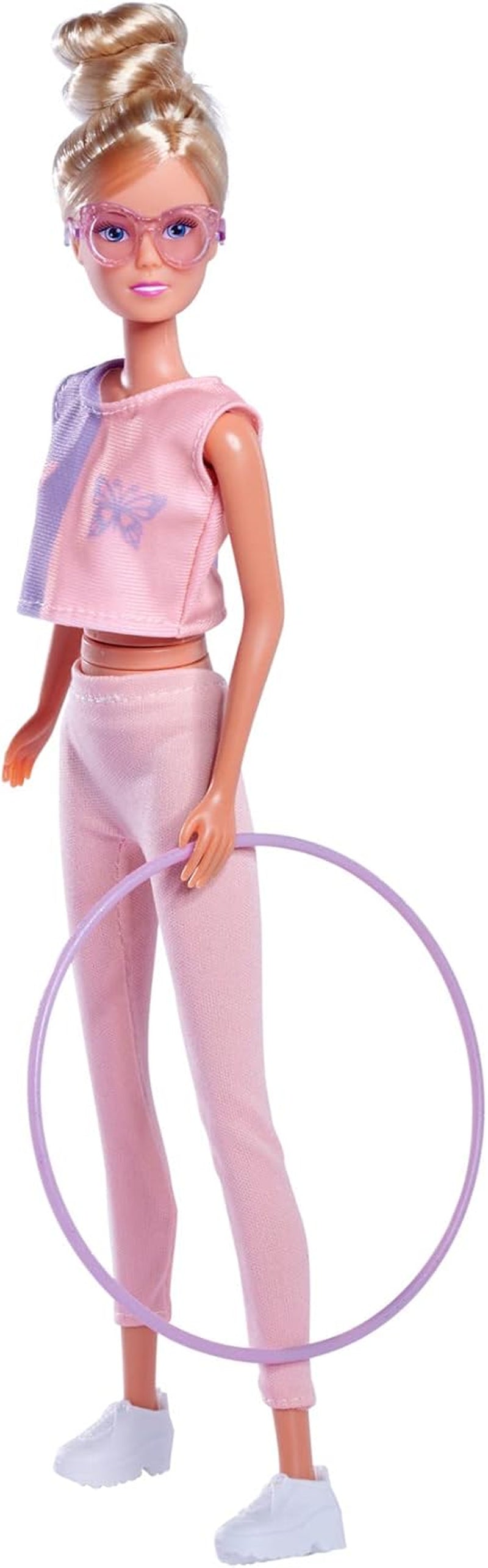 Simba 105733619 - Steffi Love Hula Hoop, panenka se sportovním oblečením, Hula Hoop a mechanickou funkcí, 29 cm, věk 3+