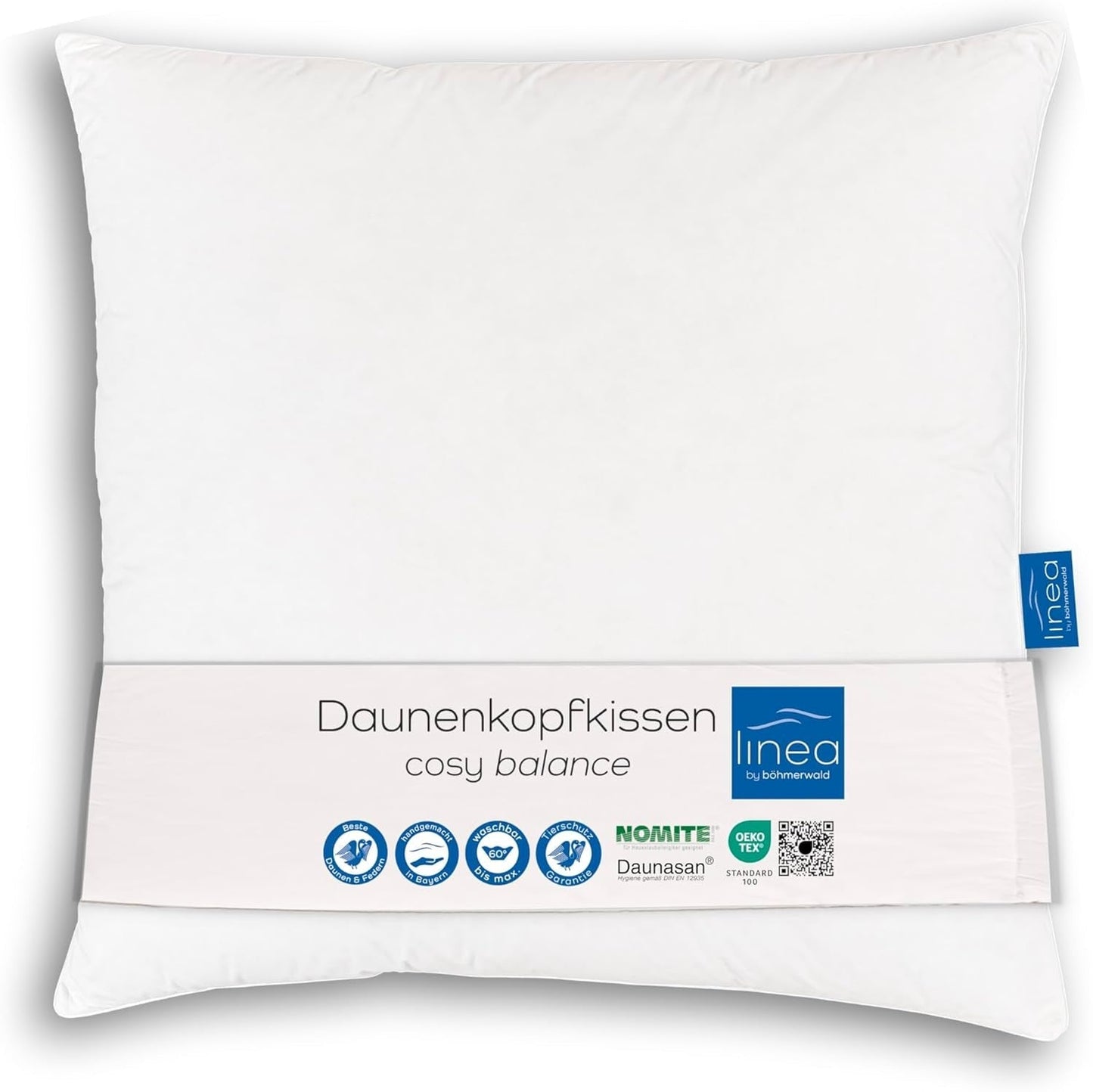 LINEA by Böhmerwald - Cosy - Vysoce kvalitní polštář Balance, 80X80, 70% peří třídy 1, 30% nové prachové peří, vhodné pro alergiky, lze prát do 60°C, vyrobeno v Německu Standardní polštáře Naty Shop Výchozí název