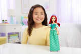 Panenka Mattel Disney Princess Ariel, dlouhé stylingové vlasy, polohovatelné, odnímatelné boty a čelenka, dárky Disney, hračka pro děti od 3 let, HLW10