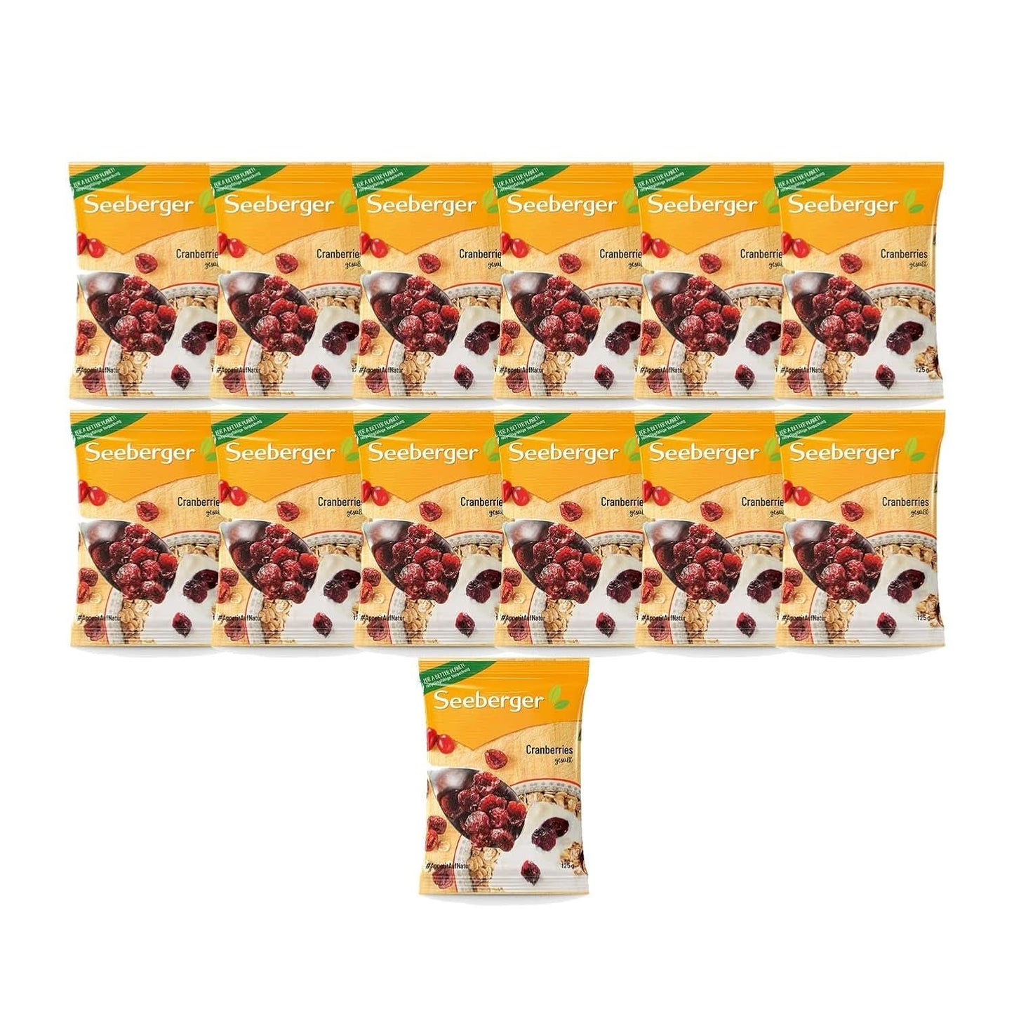Seeberger Cranberries, půlené kanadské brusinky, ovocné a sladké, 13 x 125 gramů Naty Shop Dehydrated Products