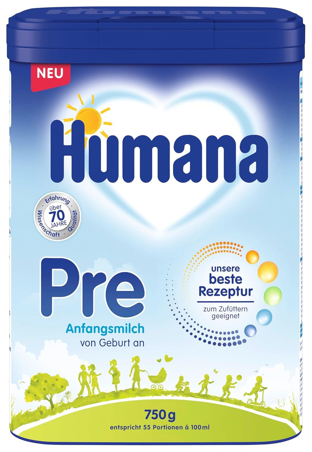 Formula Humana Pre Infant 750g - Balíček - Mléko pro kojence od narození - Formule pro kojence jako náhrada nebo doplněk mateřského mléka - Výživa pro kojence