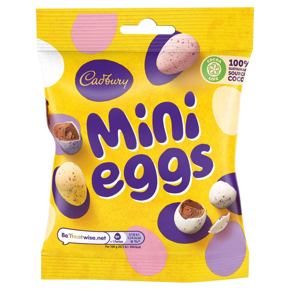 Pevný sáček malých čokoládových vajíček (80 g) v křupavém tácku na cukr (velikonoční formy)