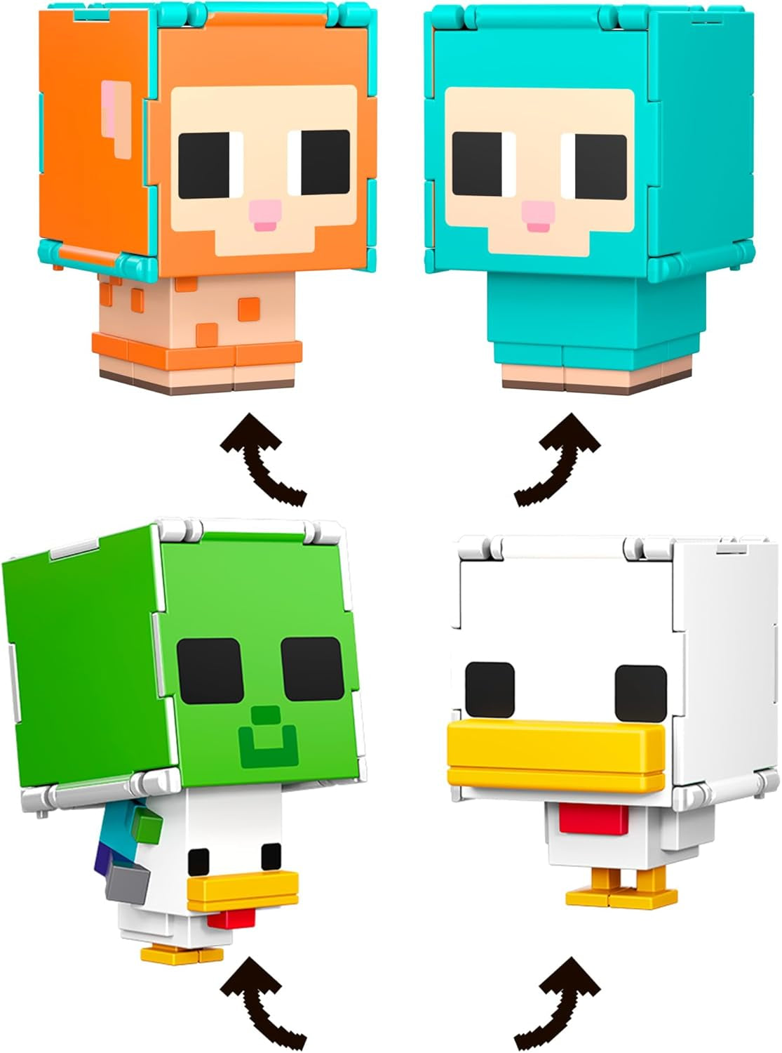 Mattel Minecraft Flippin' Figs Ovečka a kuře 2-balení s hracími figurkami 2 v 1, velkými hlavami a pixelovým designem HXK17 Akční figurky Naty Shop