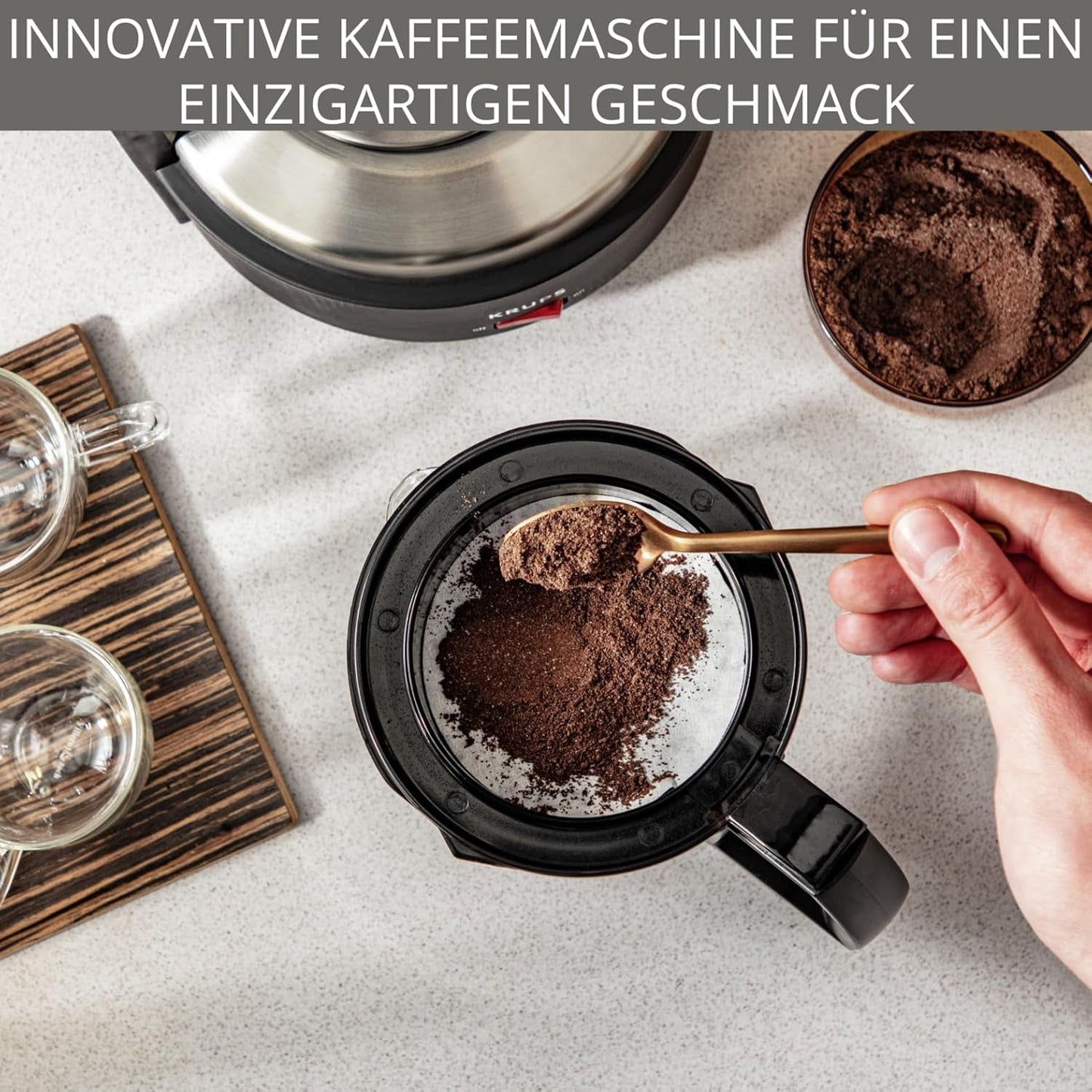 Espresso kávovar Krups T8, 850 W, Automatické vypnutí, 8-12 šálků, Kapacita 1 l, Permanentní filtr, Osvětlený vypínač, Snadné použití, Černá, KM4689