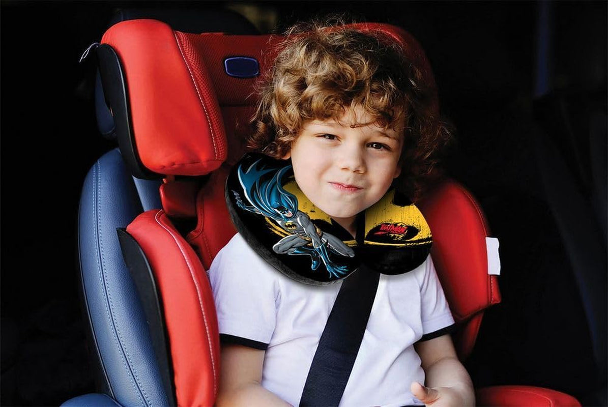 DC Comics Měkký Batman Cestovní polštářek na krk do auta Bezpečnost dětí Pohodlí Superhrdina Bat Man, Cuscino Da Viaggio Auto, Světle modré, Cestovní polštáře jedné velikosti Naty Shop