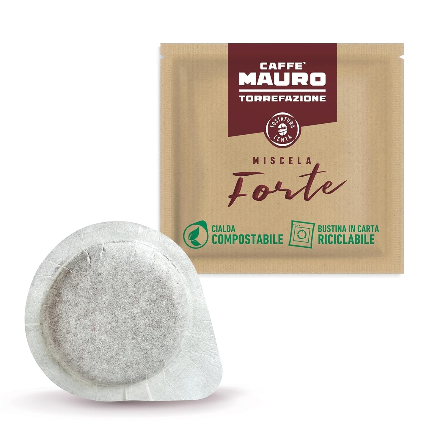 Caffè Mauro Torrefazione Kaffee Kompostierbare Pods, Recyclebare Verpackung, Original Mischung - 100 stück - Intensität 10/10 - Kompatibilní s ESE System Papier Pads 44 mm