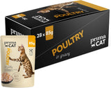 PrimaCat - Klasické mokré krmivo pro kočky, příchuť ptáček v omáčce, 28 x 85 g
