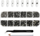 Beadsland 2500 ks Glas Nailart Strasssteine ​​​​Kristall Flatback Edelsteine ​​Runde, ​​Für Handwerk Gemischt 8 Größen SS4 ~ SS30 Mit Picking Pinzette Und Stift (Kristall Weiss)