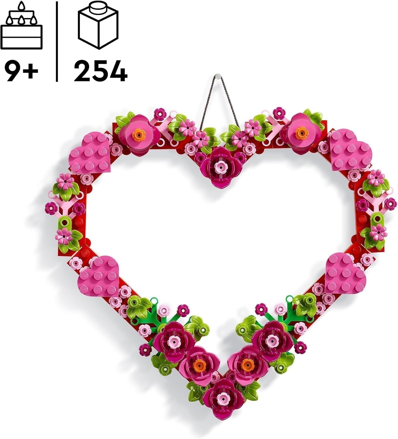 LEGO sada dekorace srdce, stavebnice pro děti, dívky a kluky od 9 let, dekorace do dětského pokoje nebo doplňky na zeď, tip na dárek k Valentýnu, ke Dni matek nebo narozeninám 40638 Stavebnice Beuche den LEGO-Store