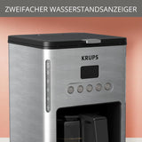 Kávovar na espresso s filtrem Krups KM442D Premium | 10-15 šálků | 1000 wattů | programovatelný | funkce udržování teploty | nerezová ocel | černý