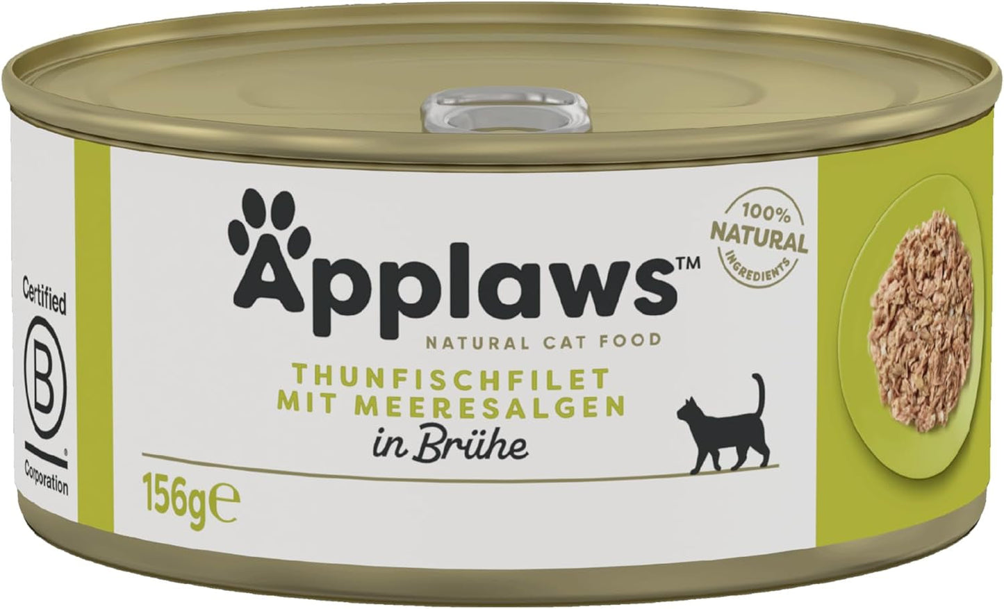 Applaws 100% přírodní Premium-Nassfutter für Katzen, Thunfischfilet mit Algen in Brühe - Packung mit 24 x 156g Dosen