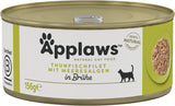 Applaws 100% přírodní Premium-Nassfutter für Katzen, Thunfischfilet mit Algen in Brühe - Packung mit 24 x 156g Dosen