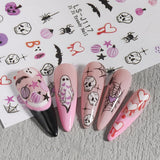 JMEOWIO Nálepka na nehty Halloween Süßer Geisterkürbis 9 Blatt Nálepka na nehty Selbtklebend Nagelaufkleber Dekoration Nageldesign Zubehör