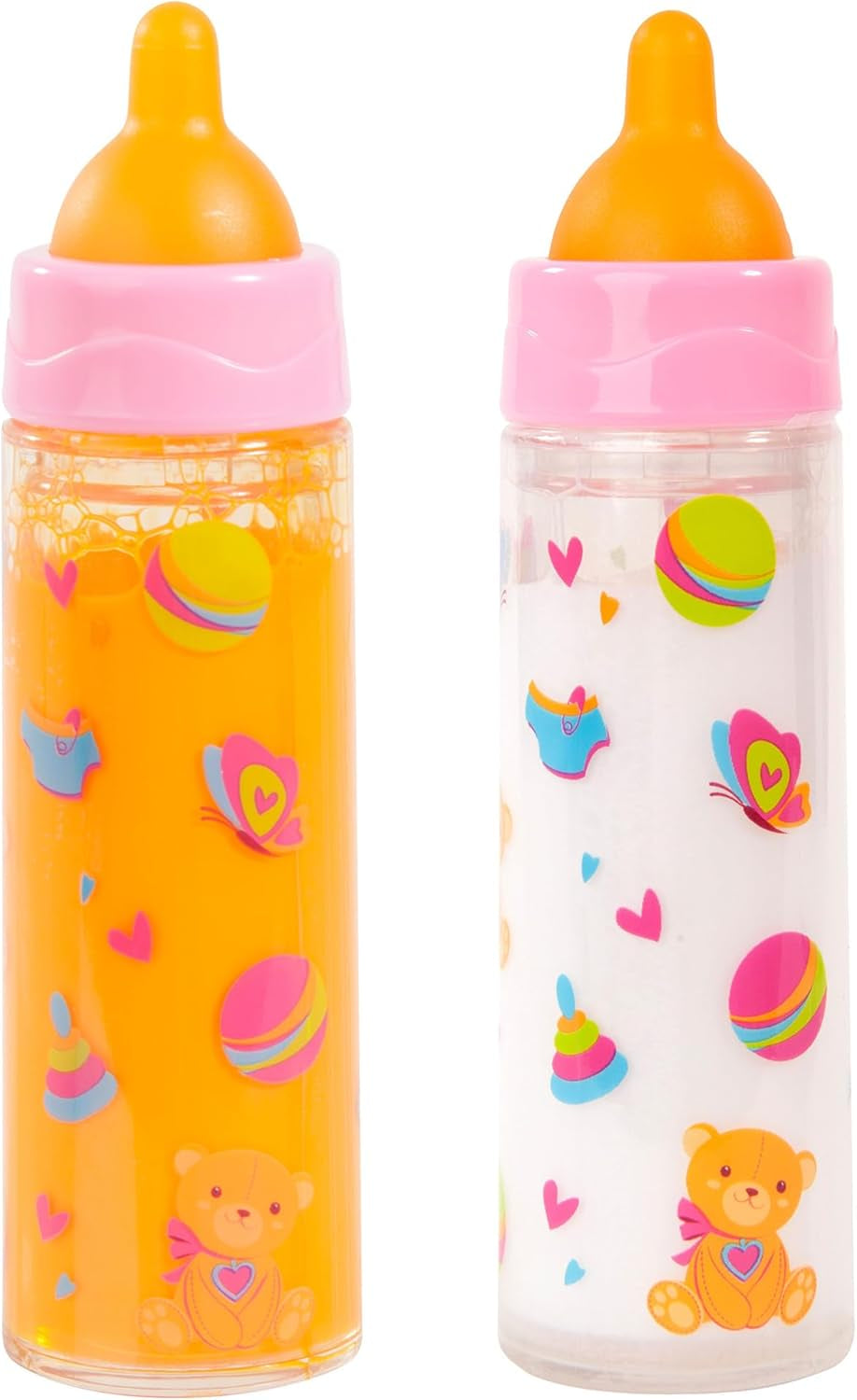 Bayer Design 79201AE kouzelná láhev, láhev na mléko, láhev na pití, příslušenství pro panenky, bílá a oranžová