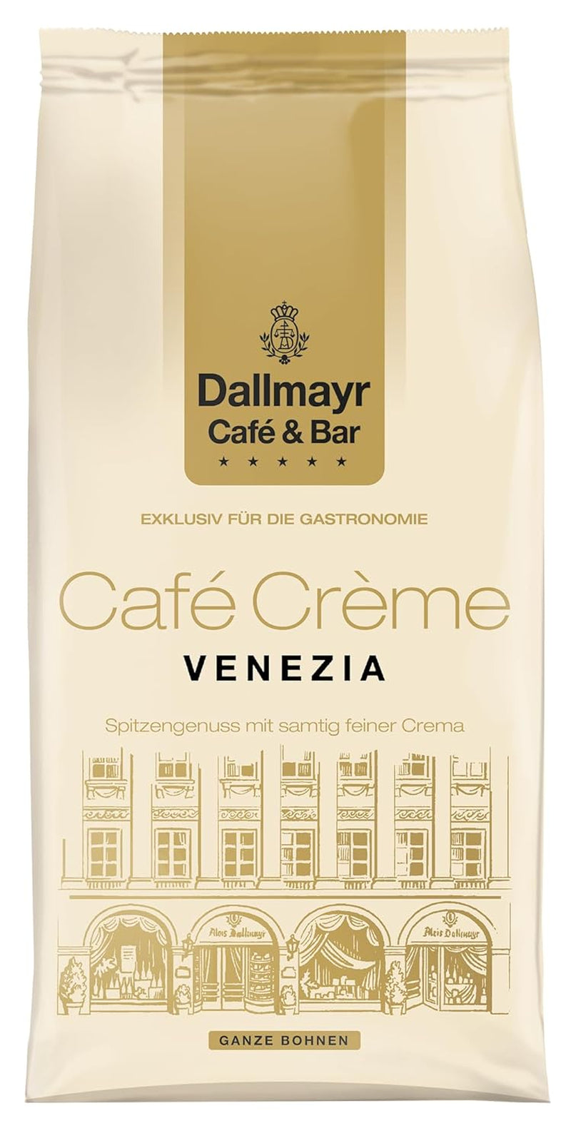Dallmayr Café Crème Venezia - Kaffeebohnen entwicktelt für die Gastronomie v prémiovém Industriequalität *Für echte Genießer* (Geröstete Kaffeebohnen, 1 kg, Café Creme - VENEZIA)