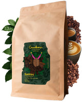 Santos | Kávová zrna 2500g - 100% Arabica z Brazílie | pro espresso, cappuccino nebo silnou filtrovanou kávu | Všestranná pečeně | Klasická káva – perfektní úvod do speciální kávy