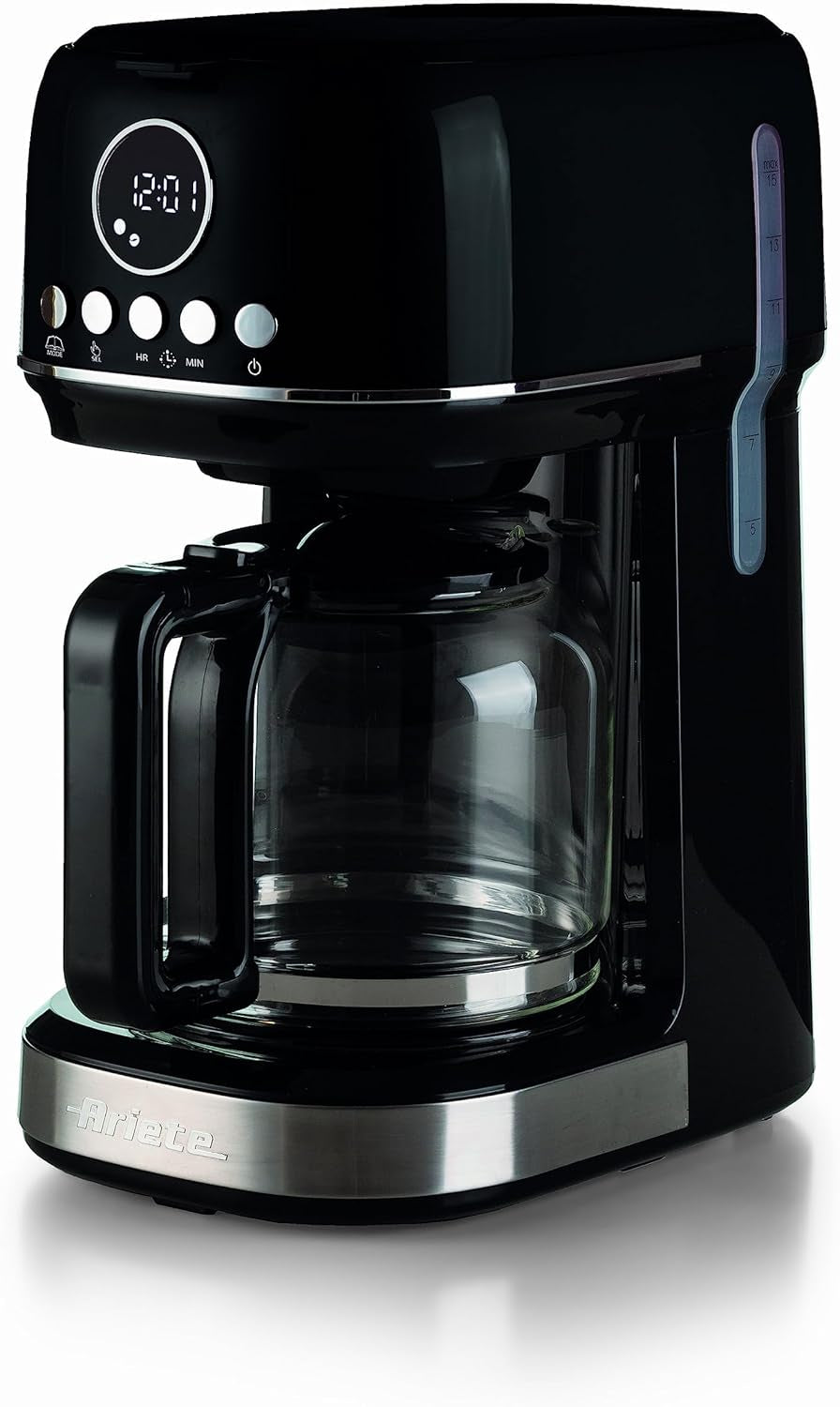 Espresso kávovar Ariete Moderna 1396 s filtrem pro přípravu americké kávy Až 15 šálků Skleněná karafa Topná deska LCD displej Vyjímatelné a omyvatelné filtry Bílé