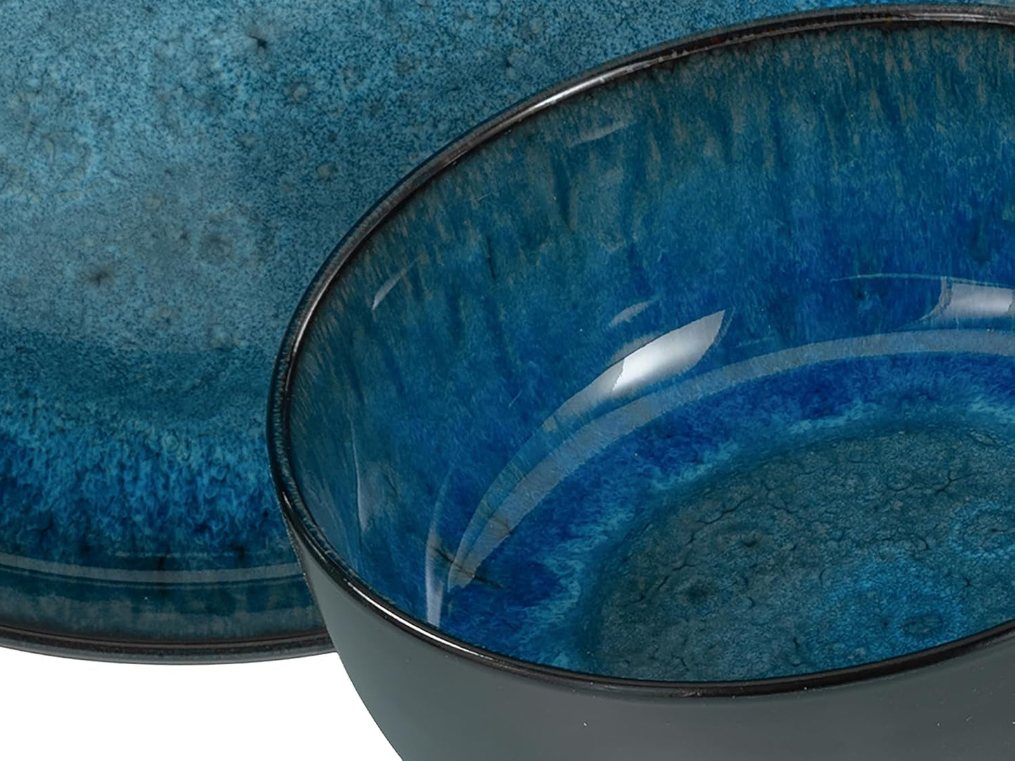 CreaTable, 20149, Nordic Fjord Blue Series, 16dílná sada nádobí pro 4, Porcelánová kombinovaná služba, Vhodné do myčky a mikrovlnné trouby, Kvalitní výroba