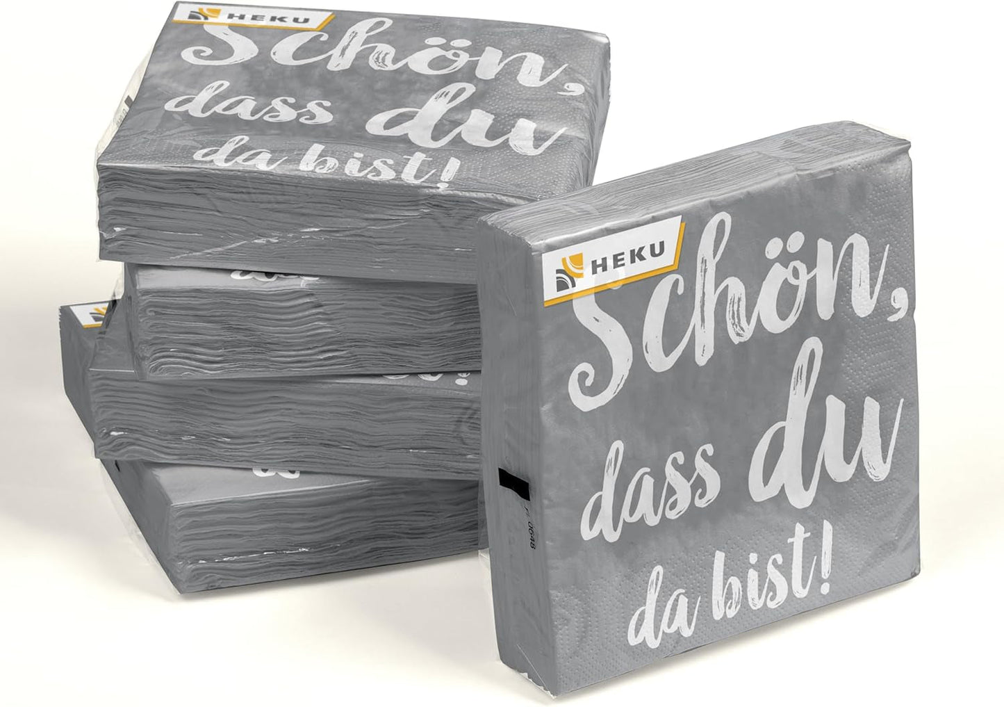 Koktejlové ubrousky HEKU 'Schön Dass Du Da Bist', 3 vrstvy, 25X25Cm, 150 kusů I Elegantní design I Ideální na oslavy I Prakticky zabalené