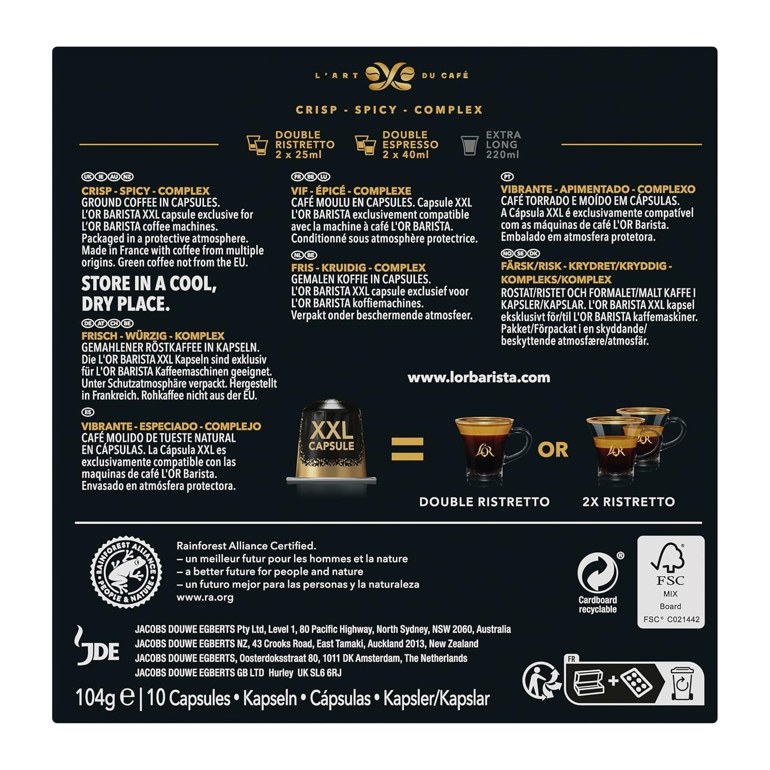 L'OR Barista Kaffeekapseln Ristretto, exkluzivně pro L'OR Barista Maschinen, 5er Pack, 5 x 10 kapsel