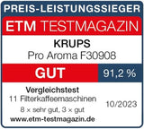 Espresso kávovar Krups F30908 ProAroma s filtrem a skleněnou karafou, objem 1,25 l, 10-15 šálků, 1050 W, černá