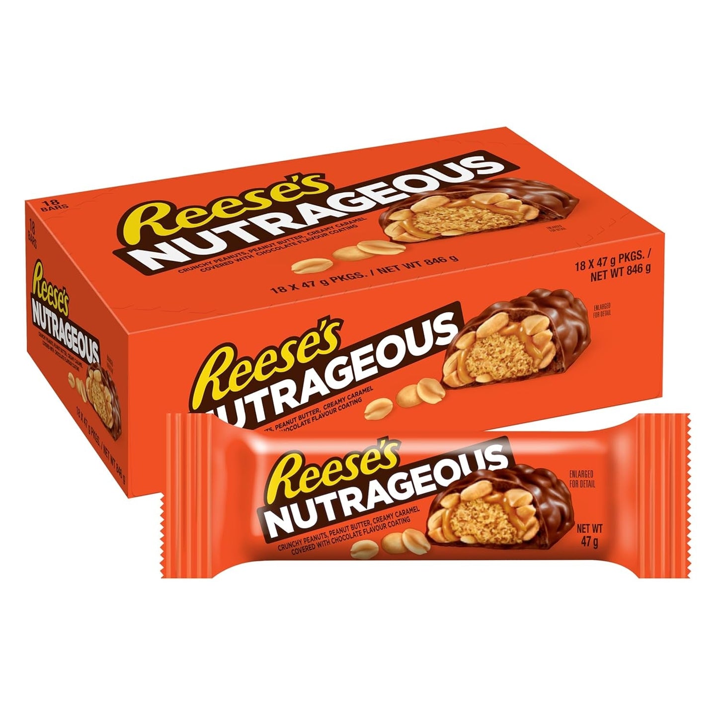 Nutrageous Arašídové máslo - Čokoládové tyčinky s arašídovým máslem: 18 kusů (18 x 47 g)
