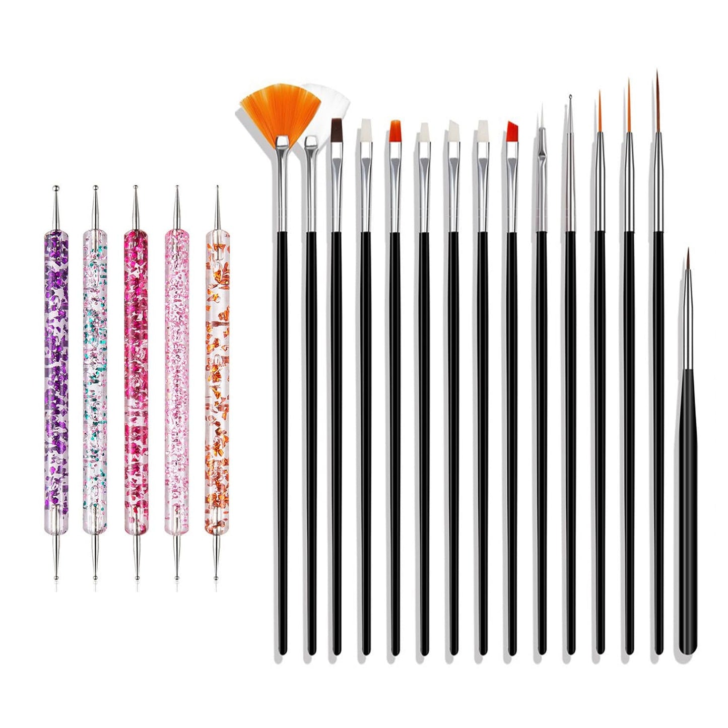 Sada nail Art Pinsel Pinsel, 20ks Nageldesign Malerei Pinsel, Professionelle Nail Art Design Pinsel, Nail Fine Liner Pinsel, růžová