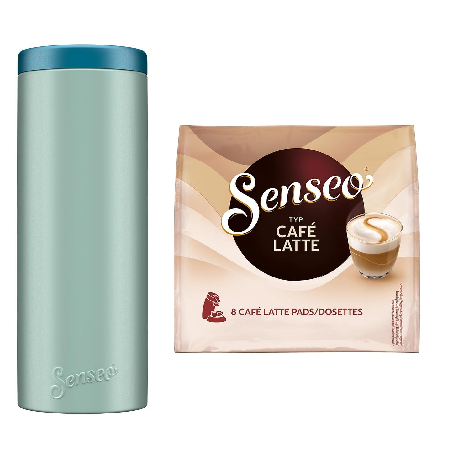 Senseo Pads Café Latte, 10 x 8 Getränke, 80 Kaffee Pos, včetně Senseo Pad Dose
