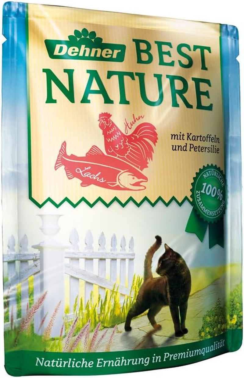 Dehner Best Nature Katzenfutter Multipack, Nassfutter, für ausgewachsene Katzen, je 2 x Kalb / Wild / Huhn / Kaninchen, 8 x 85 g sáček (680 g)