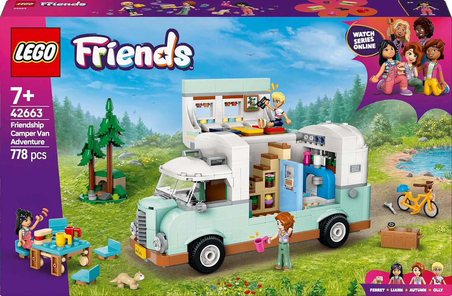 Karavana LEGO Friends, stavebnice na hraní rolí s karavanem, dárek pro dívky od 7 let, kreativní sada se 3 minifigurkami a figurkou fretky 42663 Stavebnice Besuche den LEGO-Store