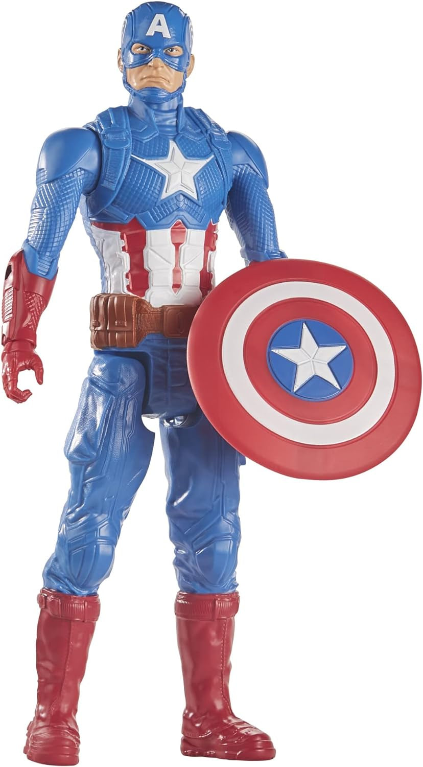 Marvel Avengers Titan Hero Series Blast Gear Kapitán Amerika Akční figurka 30 cm velká hračka pro 4 a více let Modré akční figurky Naty Shop