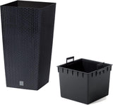 Prosperplast květináče/hrnce s vložkou ratanového vzhledu | 32,5 x 32,5 x 61 cm | antracit | odolný vůči povětrnostním vlivům a UV záření | vyrobeno z pevného plastu | pro interiér i exteriér