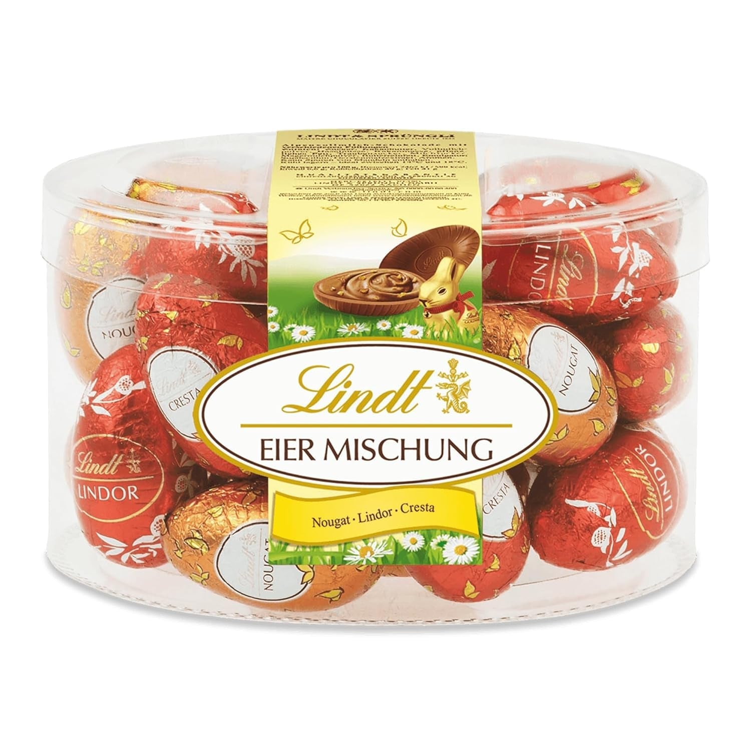 Lindt Sortiment čokoládových vajíček | 450 g sáček | 9x mléčná čokoláda LINDOR, 8x Nugát, 8x Cresta | Rozmanitost barevných čokoládových vajíček na Velikonoce | Velikonoční čokoláda | Čokoládový dárek | Pěkná velikonoční vajíčka