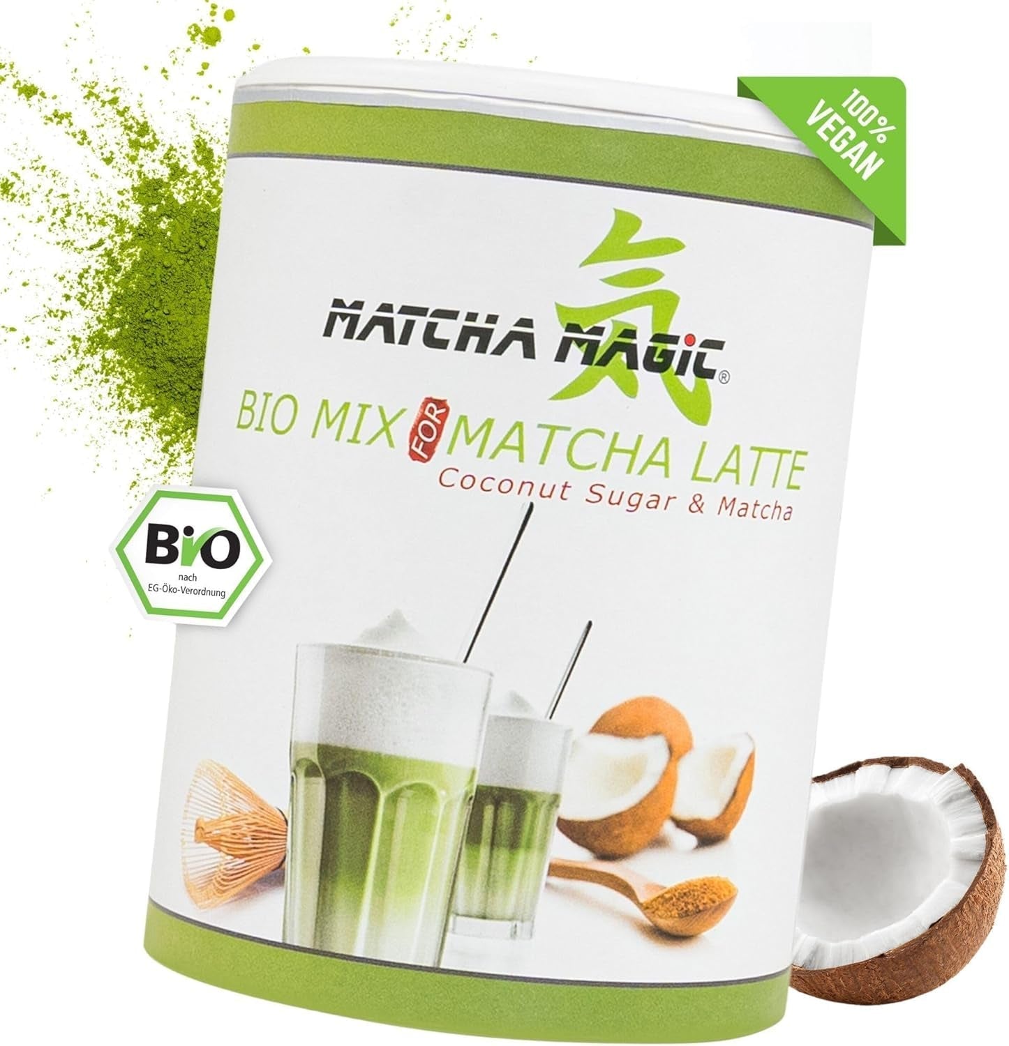 Matchamagic - Bio prášek matcha latte z Japonska s cukrem z kokosových květů pro lahodný čaj