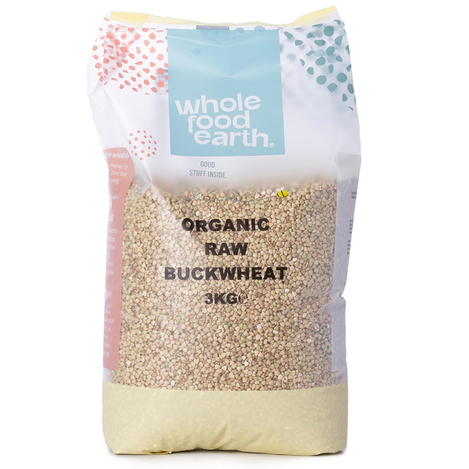 Wholefood Earth Organic Pohanka - 3 kg - Bez GMO - Vegan - Vysoký obsah vlákniny - Certifikované BIO