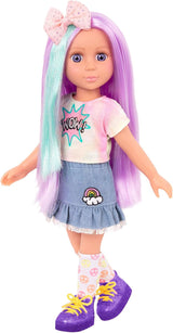 Glitter Girls - Luma - 36cm Kloubová panenka - Jedinečné fialové vlasy a fialové oči - Prodlužování vlasů, mašle, sponky a barevný outfit - 3 roky +