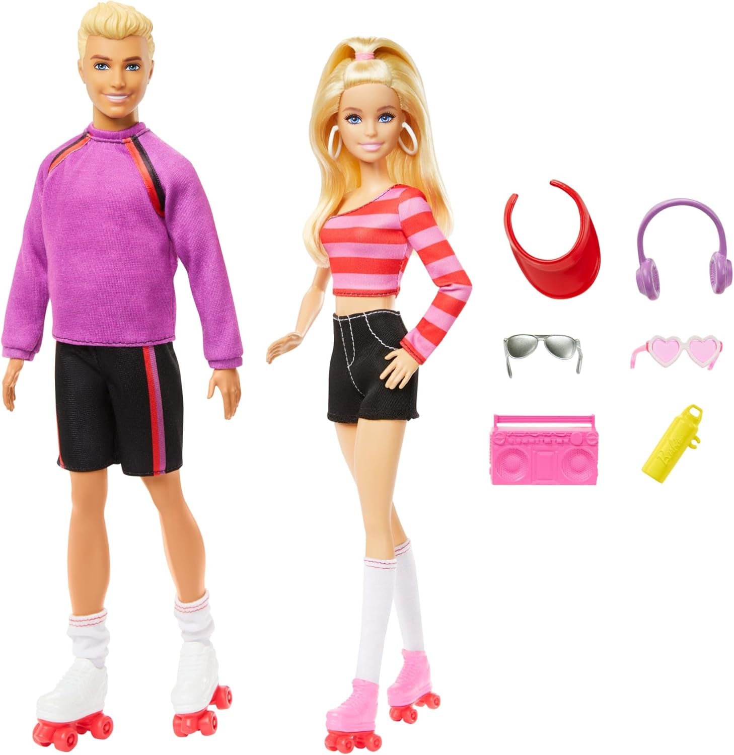 Sada Barbie Fashionistas se 2 módními panenkami a 6 doplňky, módní panenky Barbie a Ken na kolečkách, sběratelské figurky k 65. výročí, panenky Naty Shop HXK90