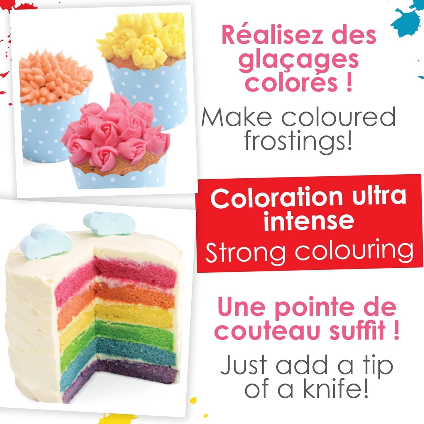 Scrapcooking - Sada 3 práškových potravinářských barviv - Červená Žlutá Modrá - Potravinářské barvivo na pečení, dorty, sušenky, sušenky, těsto, fondant, duhový dort - 4011