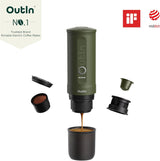 OutIn Nano přenosný elektrický kávovar na espresso, kempingový kávovar, USB-C samoohřev, kompatibilní s mletou kávou a kapslemi NS