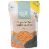 Wholefood Earth Organic Split Red Lentils 3 kg Non-GMO Vegan Vysoký obsah vlákniny Vysoký obsah bílkovin z certifikovaného ekologického zemědělství