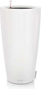 Sázecí stroj LECHUZA Rondo Premium 32 Matt White | Rostlinný sloup se zavlažovacím systémem, ukazatelem hladiny vody a rostlinnou vložkou | Matný povrch | Ø 32,5 x 56,5 cm | 15786