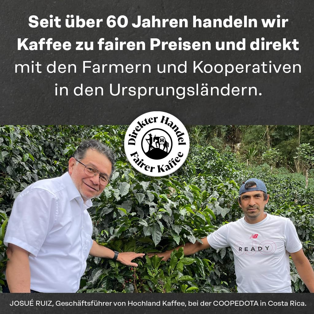 Hochland Kaffee - Holanka Crema - 250g Kaffeebohnen - Udržitelný přímý prodej - Perfektní pro plně automatické stroje a Siebträger - Jemnější aromatická chuť - Nejlepší kvalita z Peru