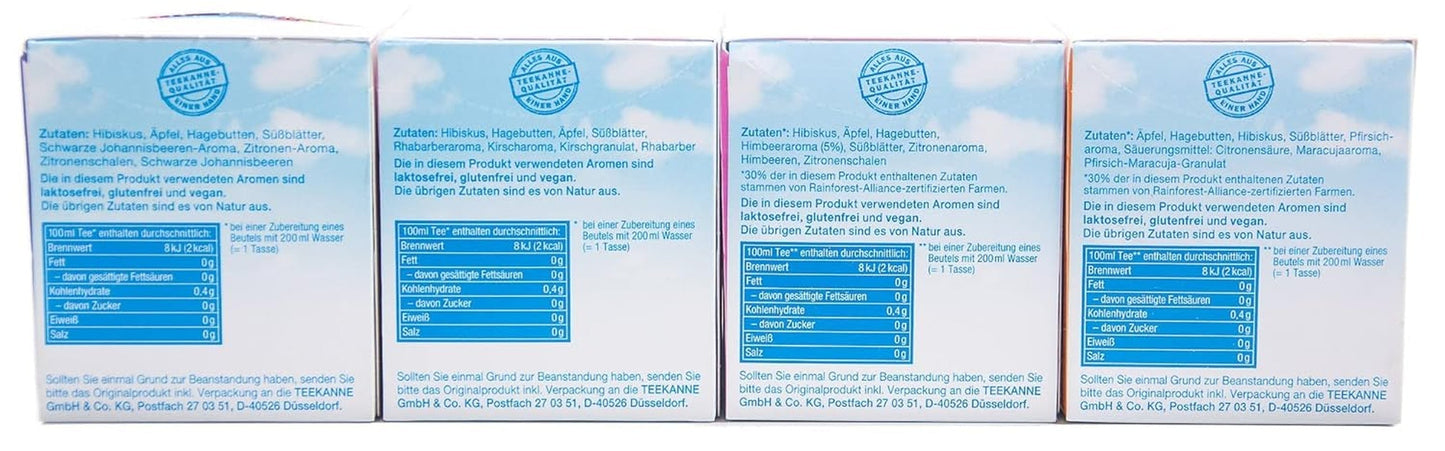 Teekanne Frio balení 4 ks, rebarbora-třešeň, rybíz-citron, malina-citron, broskev-maracuja (4 x 45 g)