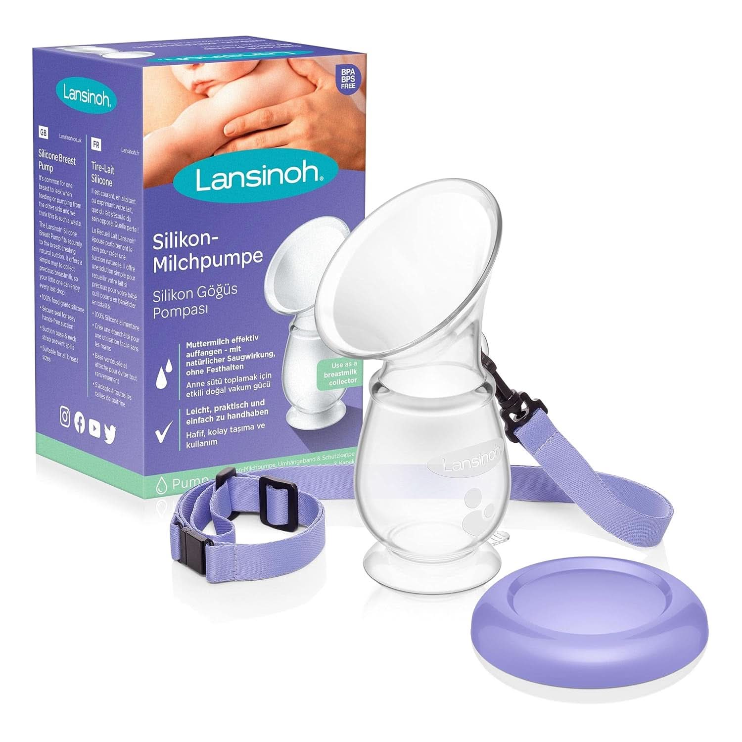 Lansinoh Silikon Milchpumpe & Muttermilchauffänger - Angenehmes & Extrem Weiches Silikon - Rettet Jeden Tropfen Muttermilch - Alternativa Zu Milchauffangschalen, 1 Stück (1Er Pack) Příslušenství Jídlo a kojení Bebe Natyä Shop Single Silikonchon-Milch