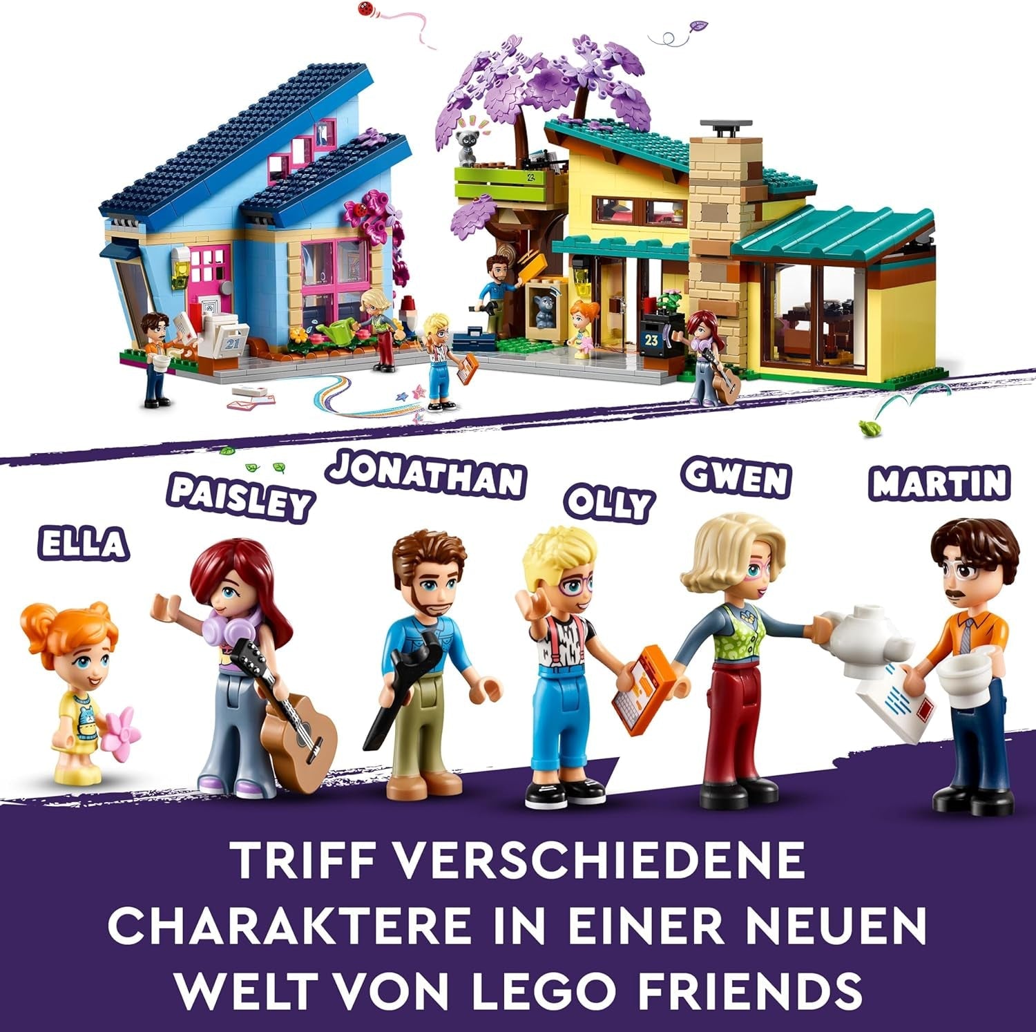 LEGO Friends Rodinný dům Ollyho a Paisleyových, Domeček pro panenky s figurkami a doplňky, Dvoupatrový domeček a domeček na stromě, Kreativní dárek pro dívky a chlapce 7+ 42620 Stavebnic Besuche den LEGO-Store