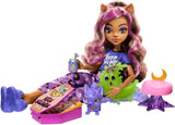 Panenka MONSTER HIGH a doplňky na spaní, panenka Clawdeen Wolf s kočkou, Creepover Party, HKY67