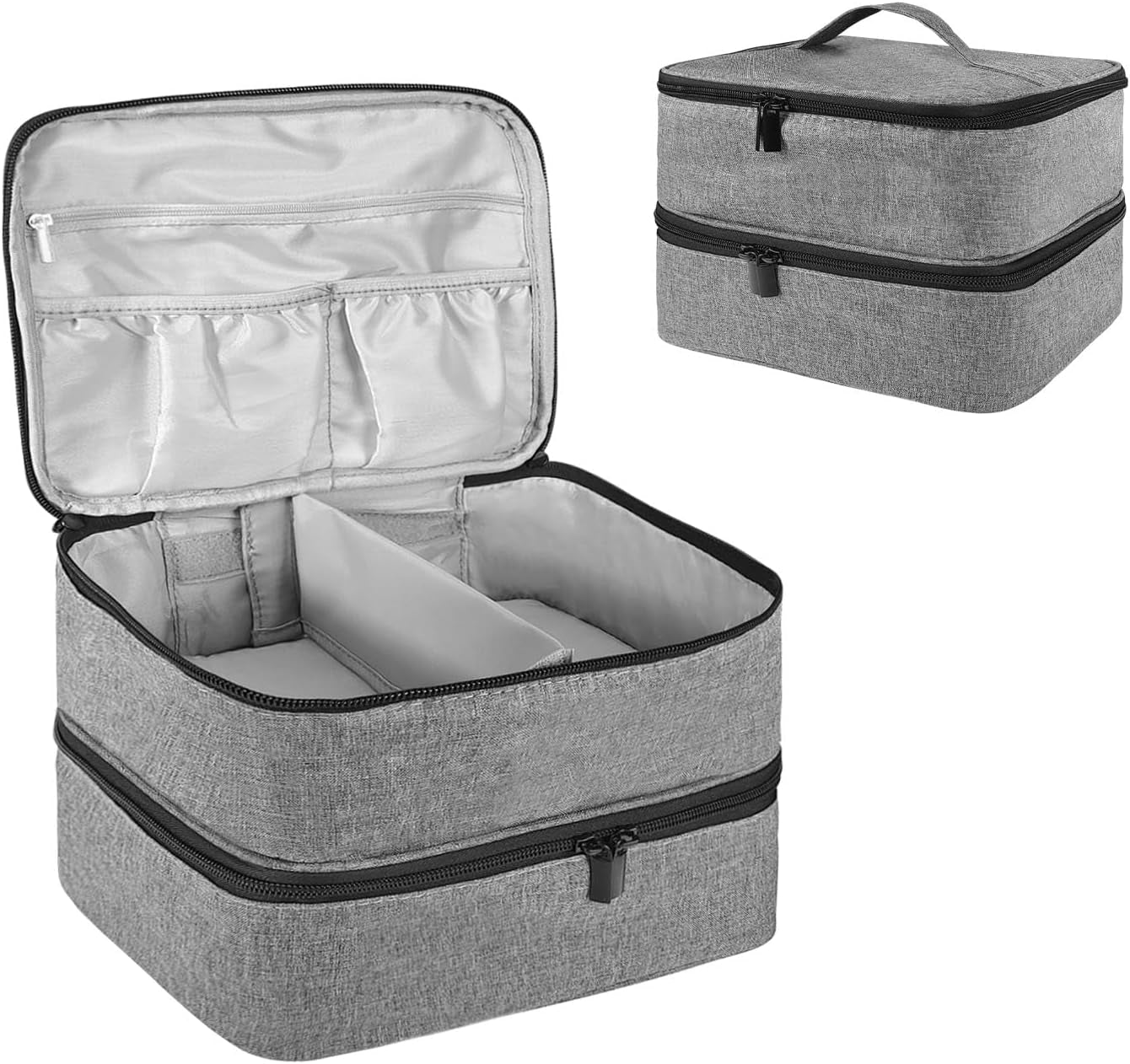 Tasche s organizérem laku na nehty, úložná krabička na lak na nehty Doppelschicht, organizér Koffer Für Nageldesign Kosmetiktasche Für 30 lahviček s neonailovou bází (15 ml-0,5 Fl. Oz) & 1 lampa na nehty (Schwarz)