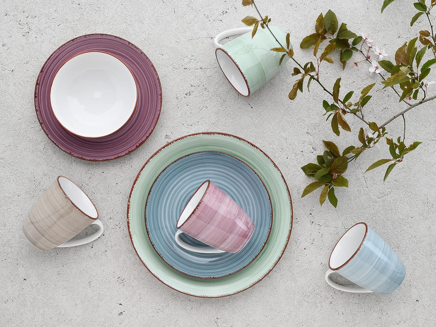 CreaTable, 22582, SAMBA Series, 16dílná sada nádobí pro 4, Porcelánová kombinovaná služba, Vhodné do myčky a mikrovlnné trouby, Kvalitní výroba