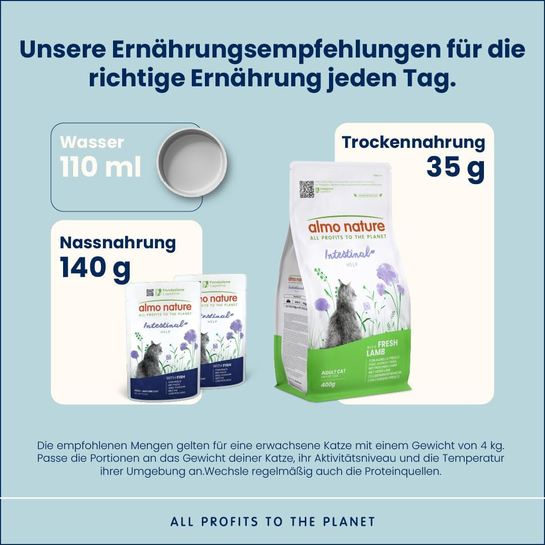 Almo Nature Functional - Intestinal Help - Mokré krmivo pro dospělé a zralé kočky s citlivými střevy - s rybami - podporuje mikrobiom - 70 g (balení 30 ks)